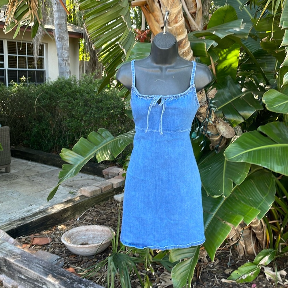 Denim mini slip dress